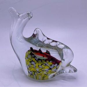 Vintage Fish Dolphin Art Glass Figurine Paperweight Decor